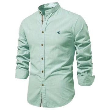 Men’s Shirt – Breathable Cotton Blend – Slim Fit – Stand Collar