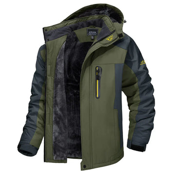 Men’s Outdoor Jacket – Fleece Lined – Water Resistant – Windproof Hood