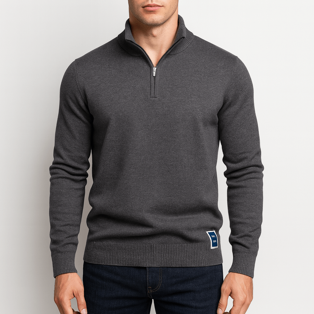 Men’s Knit Sweater – Zip Collar – Soft Texture – Tailored Fit