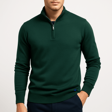 Men’s Knit Sweater – Zip Collar – Soft Texture – Tailored Fit