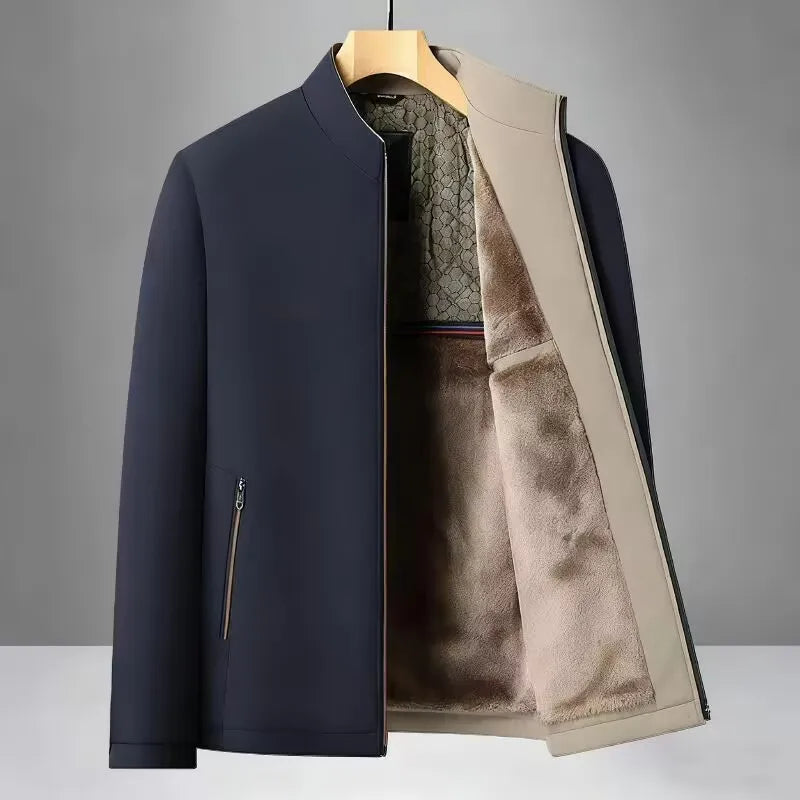 Men’s Casual Jacket – Warm Fleece Lining – Zipper Pockets – Streamlined Fit