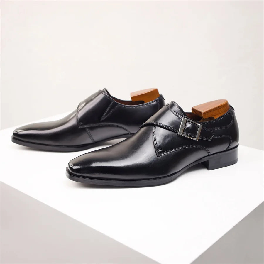 Men’s Formal Leather Shoes – Sleek Design – Buckle Detail – Streamlined Fit